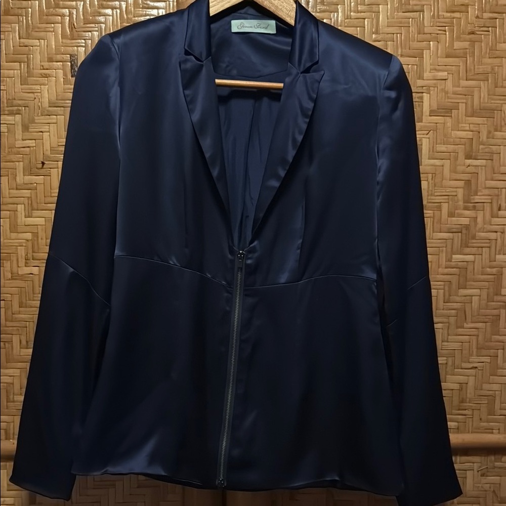 Geren Ford navy blue silky blazer XS